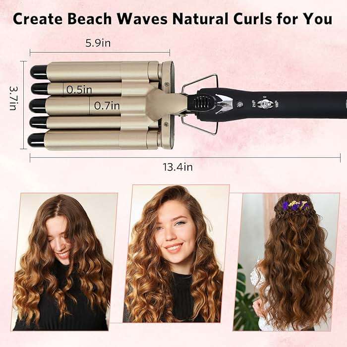 SISROL 5 Barrel Curling Iron Hair Crimper Waver 0.6 Inch Dual Voltage - Image 6