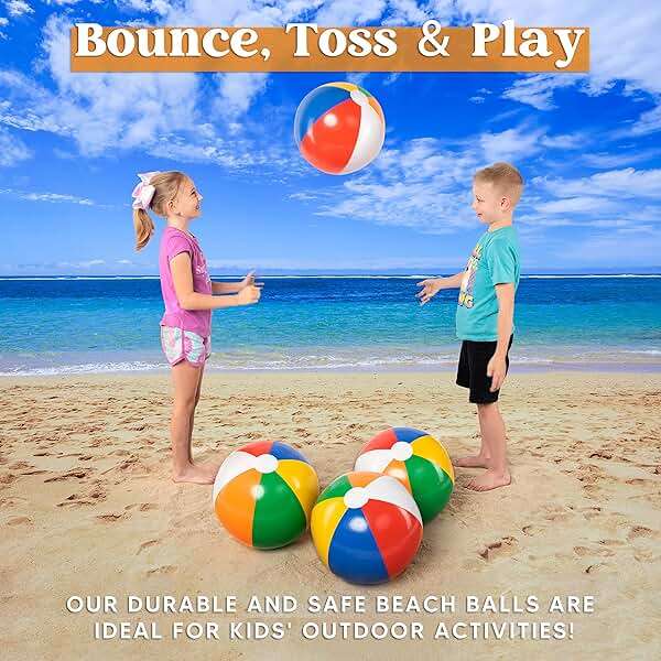 JOYIN 4-Pack 20" Beach Balls - Large Rainbow Beach Ball Inflatable Pool Toys for Party Supplies Decorations, Adults Kids Birthday Luau Summer Beach Water Games Beachball Party Favors - Image 3