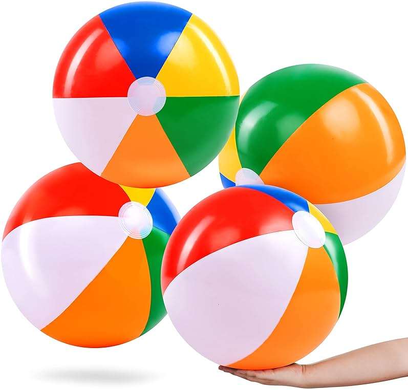 JOYIN 4-Pack 20" Beach Balls - Large Rainbow Beach Ball Inflatable Pool Toys for Party Supplies Decorations, Adults Kids Birthday Luau Summer Beach Water Games Beachball Party Favors - Image 8