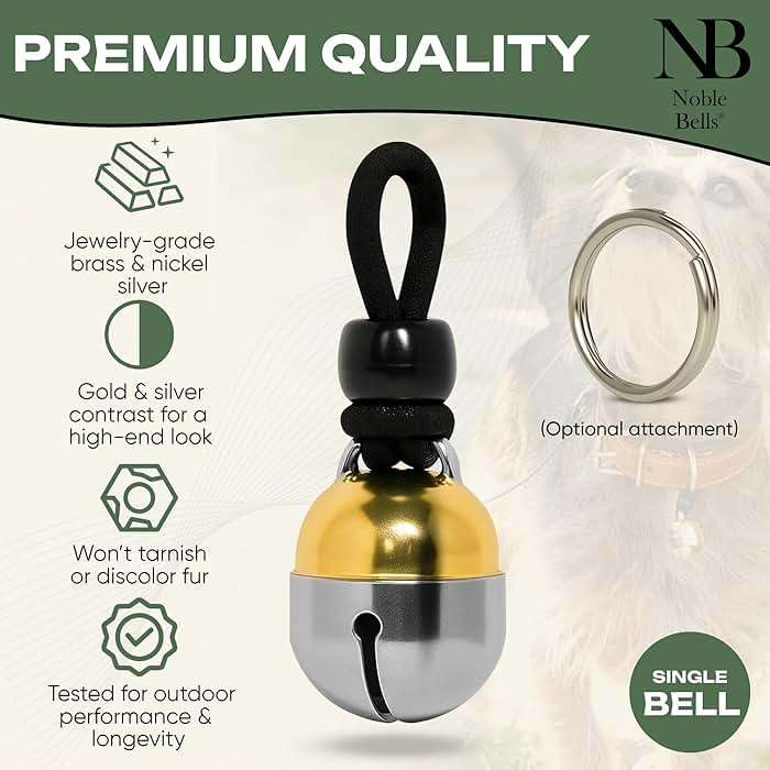 Noble Bells - Handmade in USA, Extra Loud Collar Bell for Cats and Dogs, Premium Brass and Nickel Silver - Image 2