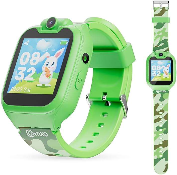 Contixo KW01 Smart Watches for Kids, Green 1.54" HD Touch Screen Educational Smartwatch Toy with Games Camera Video Recorder Calculator Flashlight Music Player Gift for 3-12 Years Old Boys Girls - Image 1