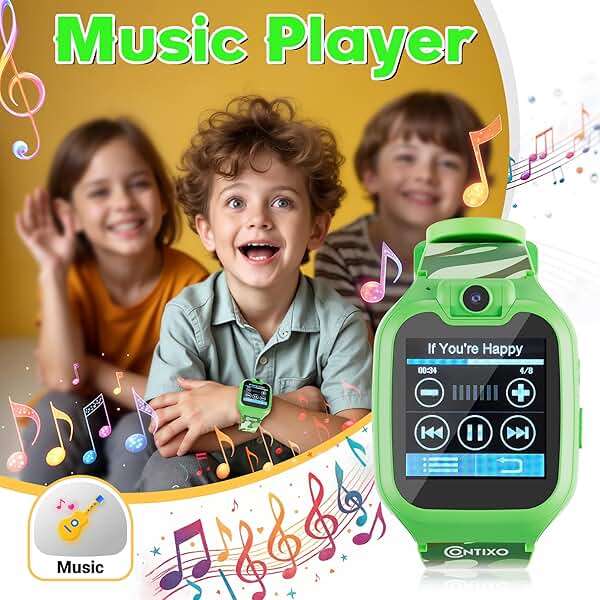 Contixo KW01 Smart Watches for Kids, Green 1.54" HD Touch Screen Educational Smartwatch Toy with Games Camera Video Recorder Calculator Flashlight Music Player Gift for 3-12 Years Old Boys Girls - Image 9