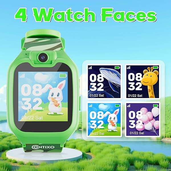 Contixo KW01 Smart Watches for Kids, Green 1.54" HD Touch Screen Educational Smartwatch Toy with Games Camera Video Recorder Calculator Flashlight Music Player Gift for 3-12 Years Old Boys Girls - Image 10