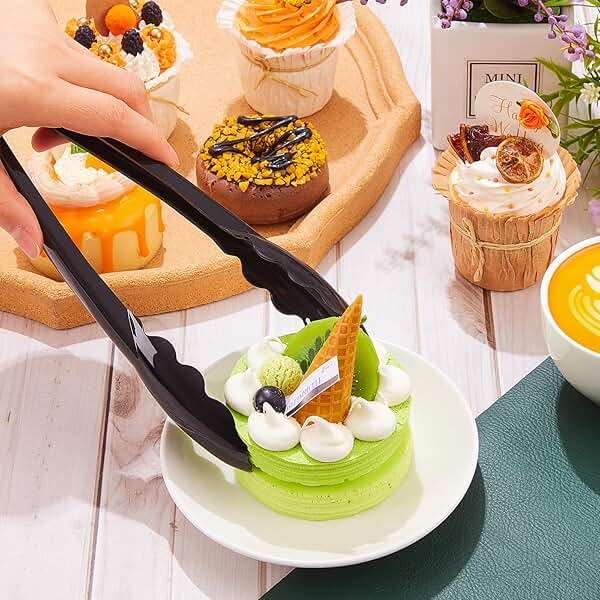 Tessco for you 100 Pcs Plastic Tongs for Serving Bulk, 9 Inch Plastic Disposable Serving Tongs, Heavy Duty Salad Tong for Kitchen, Buffet, BBQ, Events & Catering (Black) - Image 5