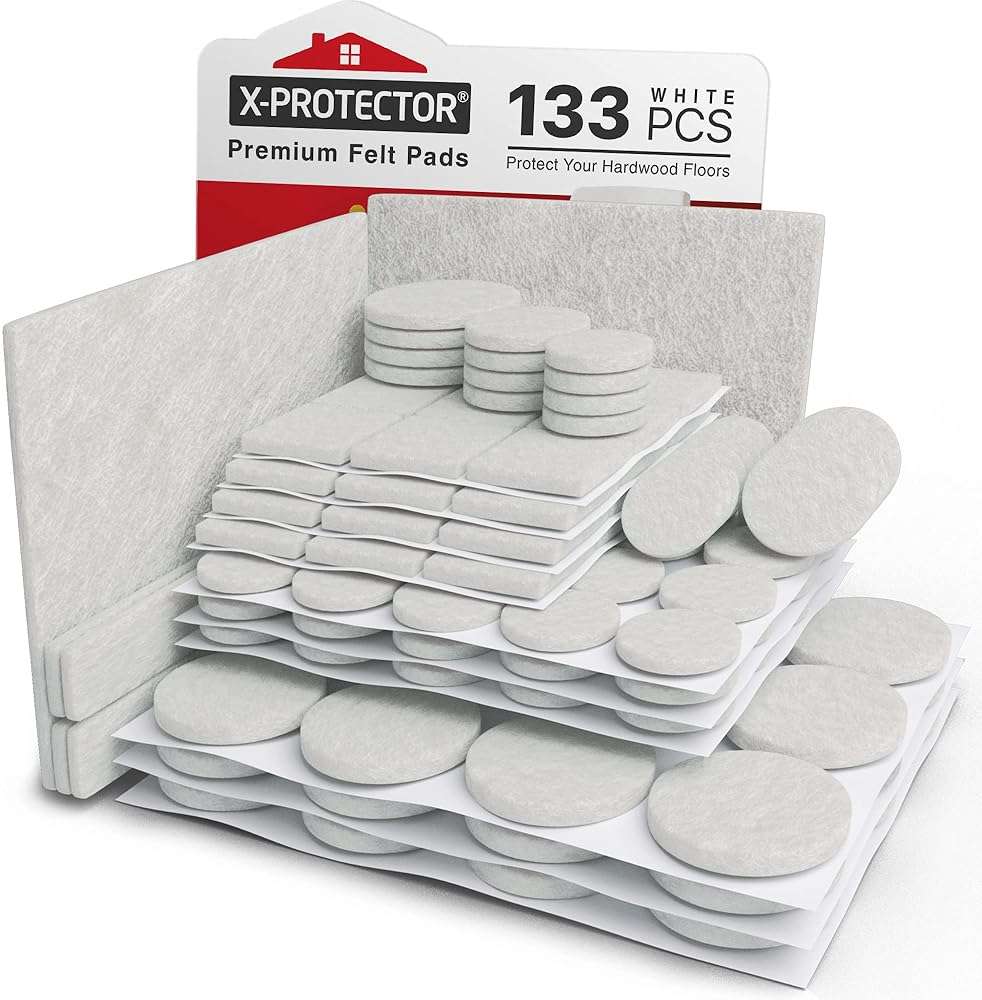 Felt Furniture Pads X-PROTECTOR 133 PCS - Premium Furniture Pads for Hardwood Floors - White Felt Pads for Furniture Feet - The Best Chair Leg Floor Protectors - Protect Your Hard Floors! - Image 1