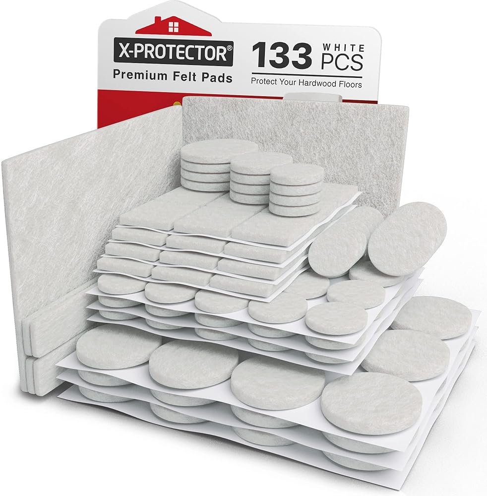 Felt Furniture Pads X-PROTECTOR 133 PCS - Premium Furniture Pads for Hardwood Floors - White Felt Pads for Furniture Feet - The Best Chair Leg Floor Protectors - Protect Your Hard Floors! - Product Image