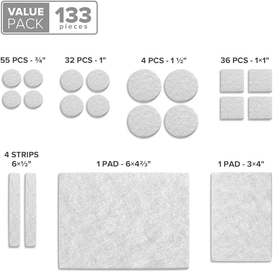 Felt Furniture Pads X-PROTECTOR 133 PCS - Premium Furniture Pads for Hardwood Floors - White Felt Pads for Furniture Feet - The Best Chair Leg Floor Protectors - Protect Your Hard Floors! - Image 5