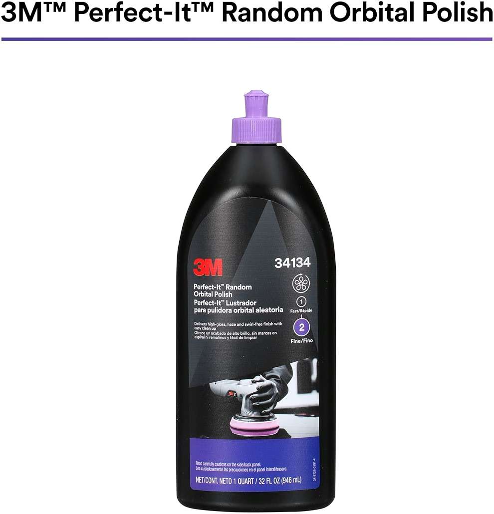 3M Perfect-It Random Orbital Polish, 34134, 1 Quart, Fast Cutting Polisher for Automotive Buffing & Polishing, High-Gloss Finish - Image 2