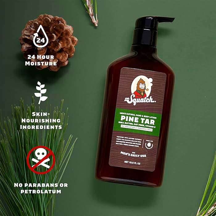 Dr. Squatch Natural Hand and Body Lotion for Men - Made with Shea Butter, Coconut Oil, Vitamin E for 24-Hr Moisturization - Pine Tar & Fresh Falls (10 fl oz, 2-Pack) - Image 3