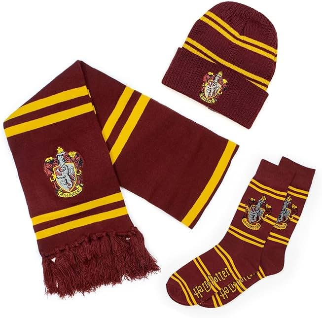 Culture Fly Harry Potter Scarf Beanie Socks Premium Knit 3pc Winter Bundle Gift Set - Product Image