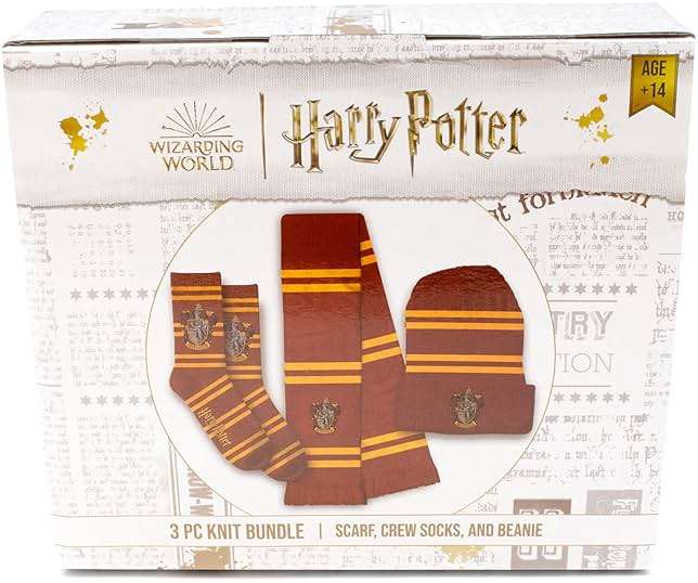 Culture Fly Harry Potter Scarf Beanie Socks Premium Knit 3pc Winter Bundle Gift Set - Image 2