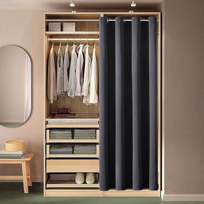 ChrisDowa Blackout Door Curtains for Doorway Privacy, Grommet Closet Curtains for Bedroom Closet Door, Thermal Insulated Temporary Doorway Cover Room Divider Drapes (1 Panel, Dark Grey, 34 x 80 Inch) - Image 8