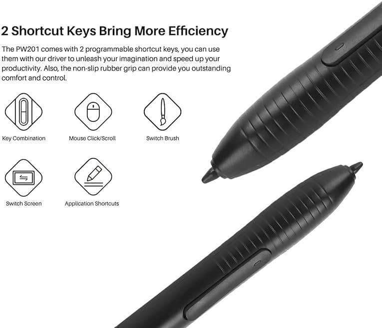 PW201 Stylus Pen for HST640 H610PRO V2 HC16 HS64 HS610 GC610 H1161 H320M Drawing Tablet, Ergonomic Pen Replacement for Drawing Board - Image 4