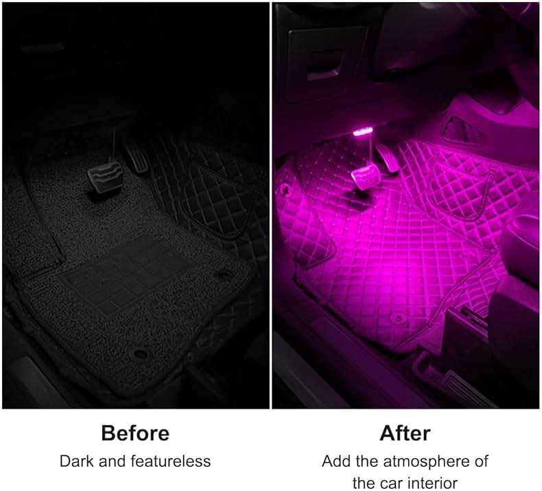 4Pcs Car LED Lights Interior Wireless, 7 Colors Interior Car Lights with 6 Bright LED Lamp Beads, Portable USB Rechargeable Car Interior Led Night Light for Car Decor - Image 3