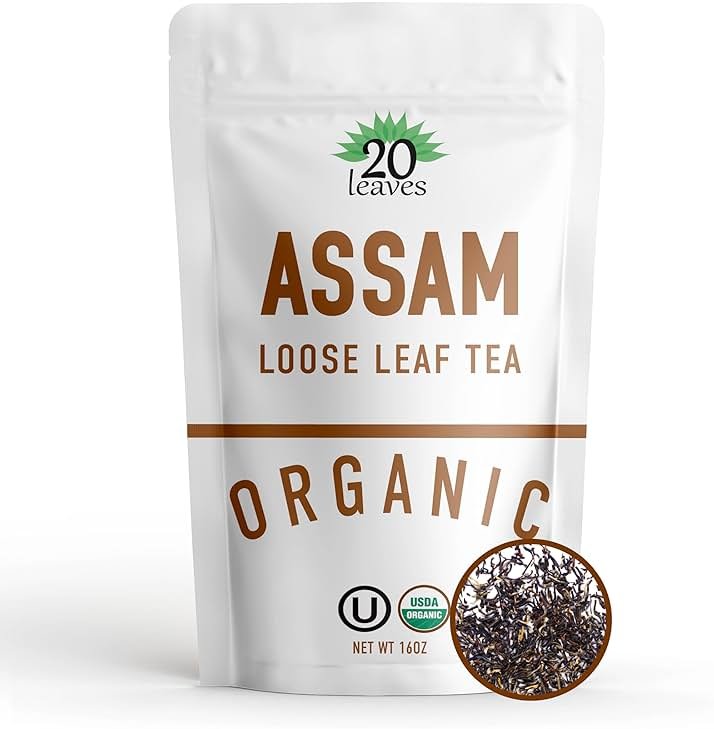 Assam Loose Leaf Black Tea - 100% Certified Organic - 1lb Pouch - 16oz Resealable Kraft Bag - 1 Pack - Product Image