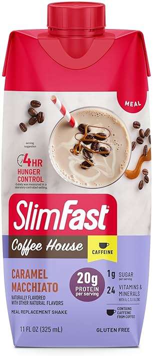 SlimFast Protein Shake with Caffeine, Caramel Macchiato- 20g Protein, Meal Replacement Shakes, High Protein with Low Carb and Low Sugar, 24 Vitamins and Minerals, 12 Count (Pack of 1) - Image 7