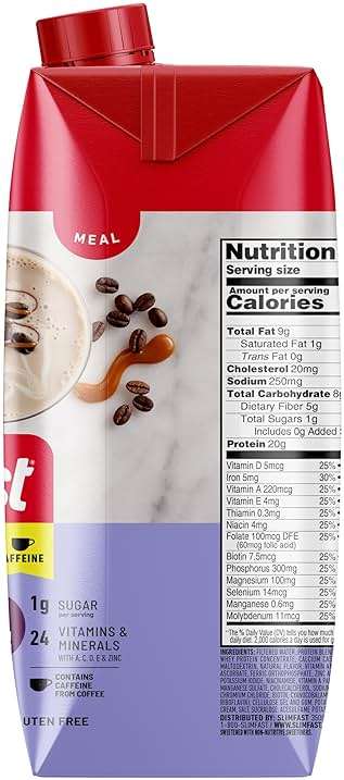 SlimFast Protein Shake with Caffeine, Caramel Macchiato- 20g Protein, Meal Replacement Shakes, High Protein with Low Carb and Low Sugar, 24 Vitamins and Minerals, 12 Count (Pack of 1) - Image 10