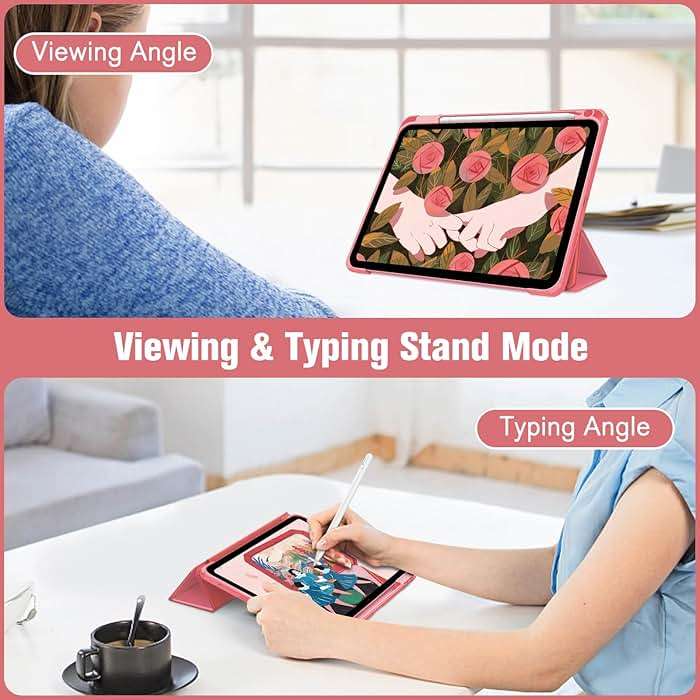 Fintie Hybrid Slim Case for iPad (A16) 11th Generation 11 Inch (2025), iPad 10th Generation 10.9 Inch (2022) - Shockproof Cover with Clear Transparent Back Shell & Pencil Holder, Pink - Image 5