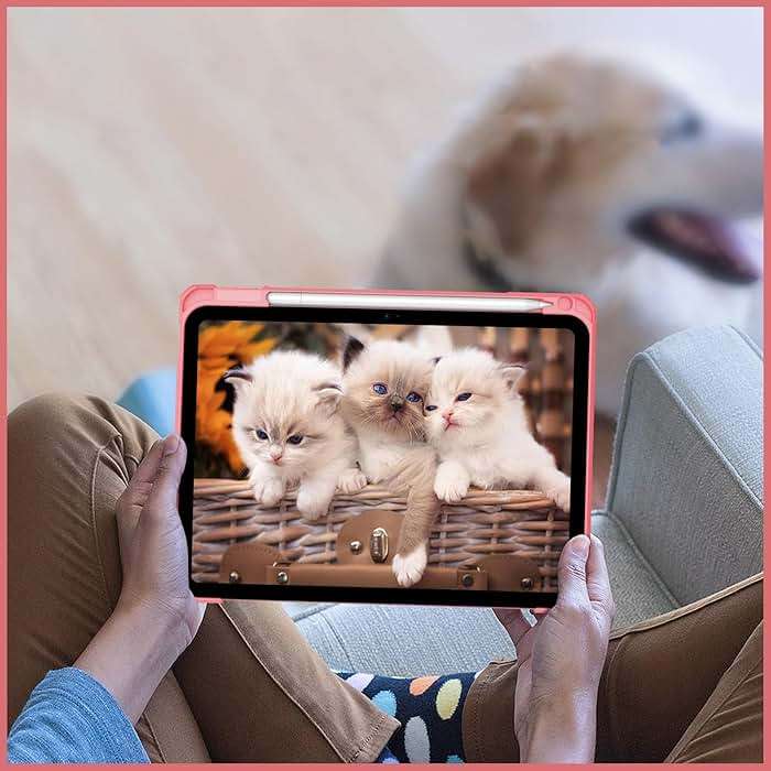 Fintie Hybrid Slim Case for iPad (A16) 11th Generation 11 Inch (2025), iPad 10th Generation 10.9 Inch (2022) - Shockproof Cover with Clear Transparent Back Shell & Pencil Holder, Pink - Image 8
