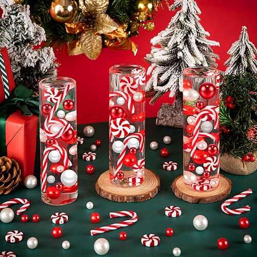 120Pcs Christmas Vase Filler, White and Red Candy Cane Decor, Christmas Floating Vase Fillers for Home Table Centerpieces Decorations - Image 2