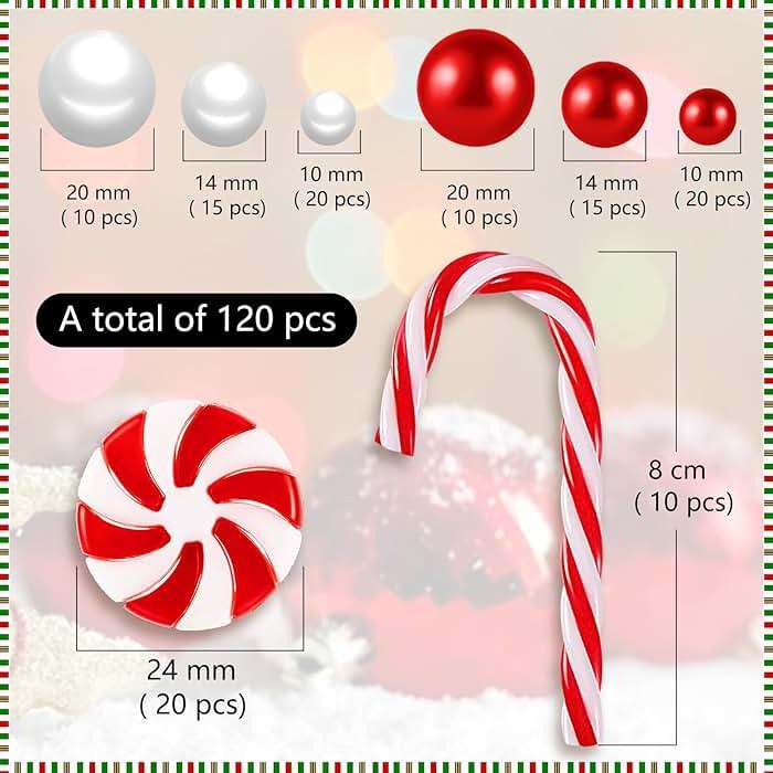 120Pcs Christmas Vase Filler, White and Red Candy Cane Decor, Christmas Floating Vase Fillers for Home Table Centerpieces Decorations - Image 3