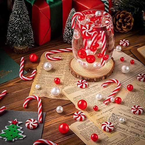120Pcs Christmas Vase Filler, White and Red Candy Cane Decor, Christmas Floating Vase Fillers for Home Table Centerpieces Decorations - Image 5