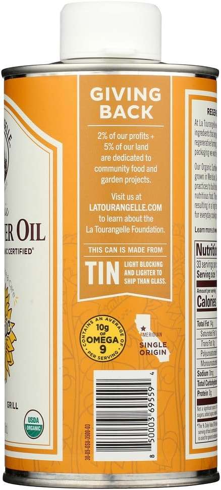 La Tourangelle Organic Regenerative Sunflower Oil, Non GMO, BPA Free, 500 ML (Pack of 6) - Image 4