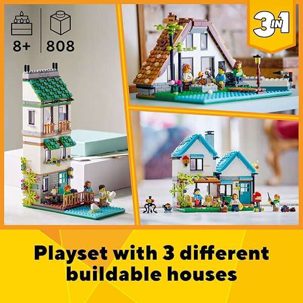 LEGO Creator 3 in 1 Cozy House Building Toys - Toy Figures & Pretend Play Playsets for Boys & Girls, Ages 8+ - 3 Building Options - Gift for Birthdays - 31139 - Image 2