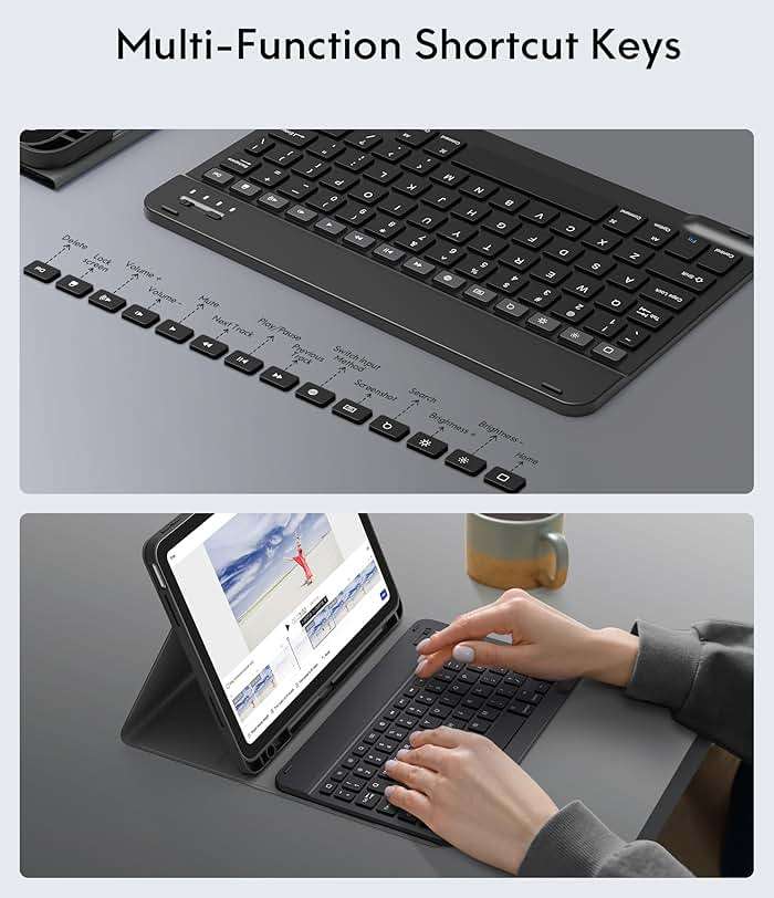 CHESONA Keyboard Case for iPad (A16) 11th/10th Generation (2025/2022), Detachable Wireless Keyboard, Stand Folio Keyboard Cover with Pencil Holder, Thin & Light (Black) - Image 5