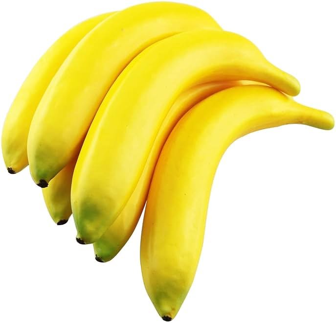 TAODAN 6pcs Fake Banana Artificial Yellow Bananas 7.8" Foam Simulated Simulation Fruit Model Decorative Food Home Party Decor - Product Image