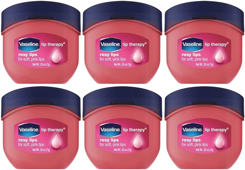 Vaseline Lip Therapy Rosy Lips 6-Pack – Moisturizing Lip Balm for Very Dry Lips in Mini Jars, 0.25 Oz Ea - Product Image
