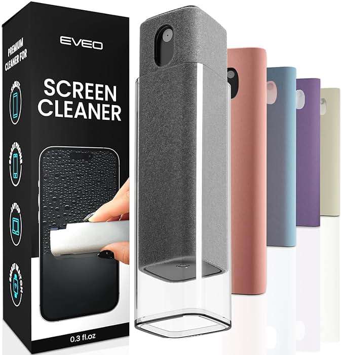EVEO Screen Cleaner Spray and Wipe - 2-in-1 Car Screen Cleaner & iPhone Cleaner Touchscreen Mist Cleaner for Laptop, Computer, MacBook, iPad and More - Streak-Free Shine - Grey - Image 1