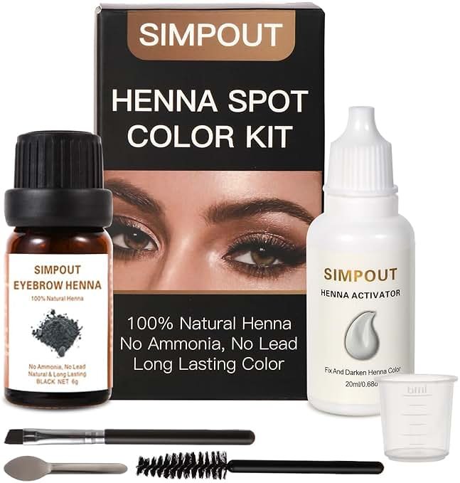 Simpout Henna Kit, Black - Pure Natural, Water and Smudge Proof, Professional Spot Henna for Hair, Easy to Use, Long-lasting, Full Gray Coverage, Salon Grade, Vegan, Cruelty-free, for Home and Salon - Product Image