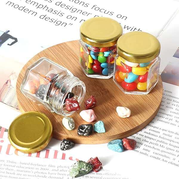 Keketin 1.5oz Honey Jars,30 Pack Hexagonal Glass Jars with Gold Lids,45ml Small Canning Jar Mini Storage Glass Jars for Jams,Fruits,Spices,Nuts,Jellies,Baby Foods - Image 7