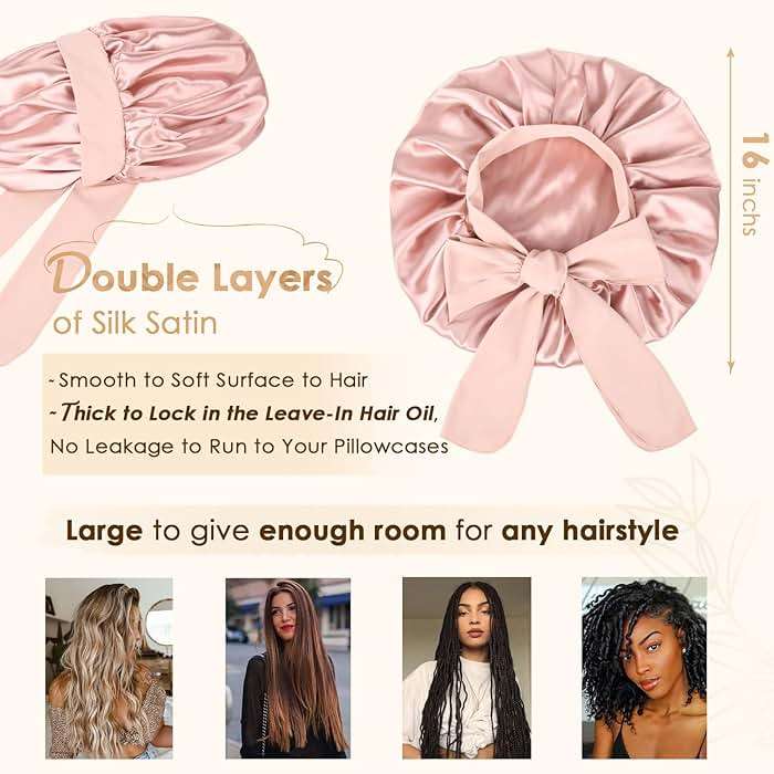 YANIBEST Adjustable Satin Bonnet for Sleeping Women Double Layer Hair Wrap Reduce Friction Prevent Frizz Natural Curly Hair - Image 2