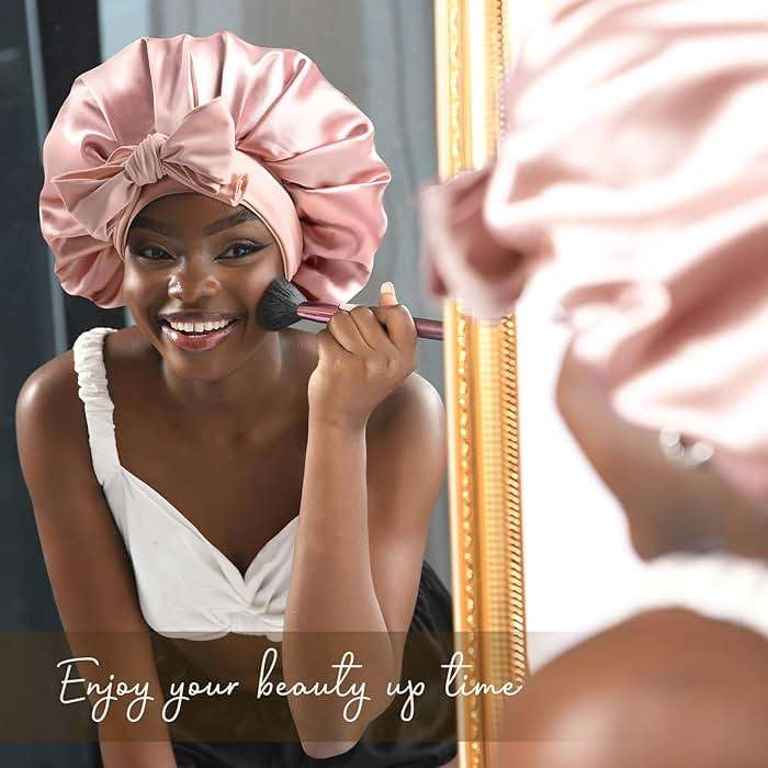 YANIBEST Adjustable Satin Bonnet for Sleeping Women Double Layer Hair Wrap Reduce Friction Prevent Frizz Natural Curly Hair - Image 4