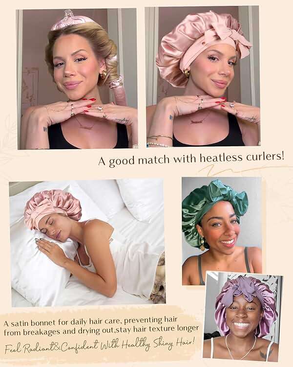 YANIBEST Adjustable Satin Bonnet for Sleeping Women Double Layer Hair Wrap Reduce Friction Prevent Frizz Natural Curly Hair - Image 5