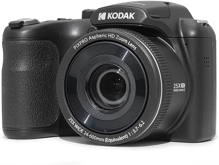 Kodak PIXPRO AZ255-BK 16MP Digital Camera 25X Optical Zoom 24mm Wide Angle Lens Optical Image Stabilization 1080P Full HD Video 3" LCD Vlogging Camera (Black) - Product Image