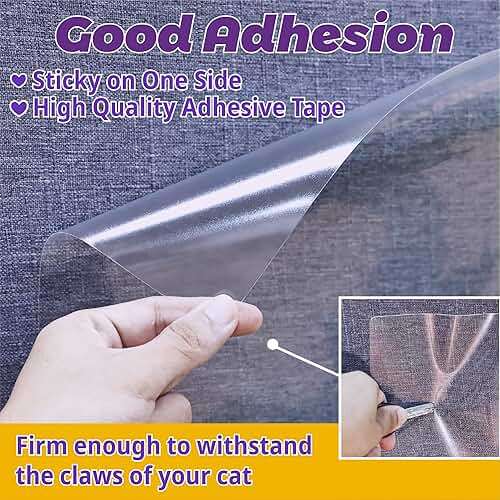 Anti-Cat Scratch Furniture Protector-12-Pack –Single-Sided, Heavy-Duty Self-Adhesive Tape, No-Residue for Couch, Doors & Walls - with 52 Twist Pins - Image 6