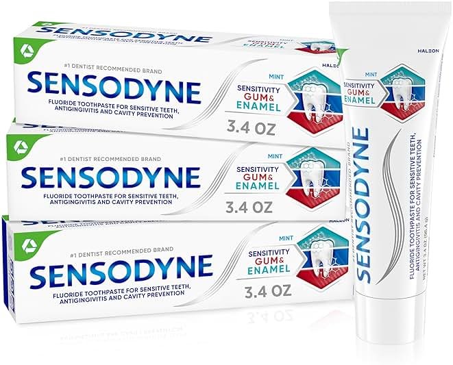 Sensodyne Toothpaste Sensitivity Gum and Enamel, Triple Protection, Refreshing Fluoride Toothpaste, Mint Flavor - 3.4 Ounces x 3 - Product Image