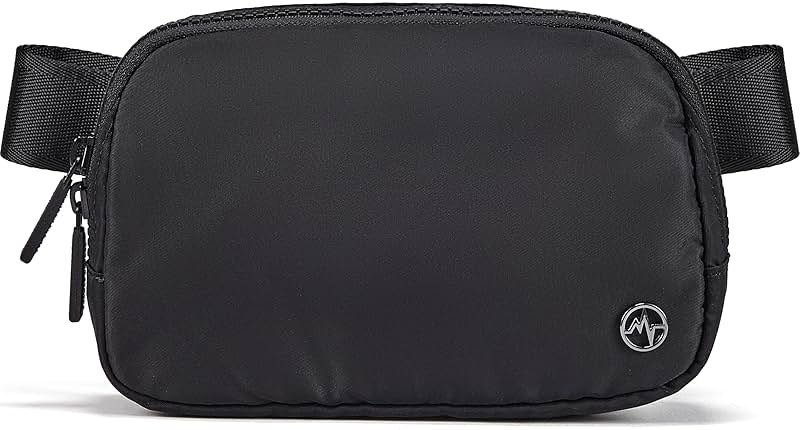 Pander Two Way Zipper Fanny Pack Nylon Everywhere Belt Bag for Women, Water Repellent Waist Packs, Crossbody Bags with Adjustable Strap (Black). - Product Image