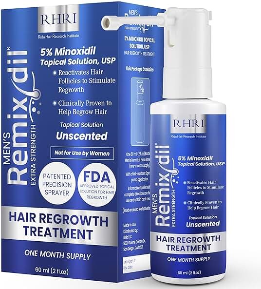 Minoxidil for Men | 5% Minoxidil Hair Regrowth Treatment | Unscented, Clinically Proven for Thinning Hair Regrowth & Follicle Reactivation | Hair Loss Treatments For Men- 60 ml - Product Image