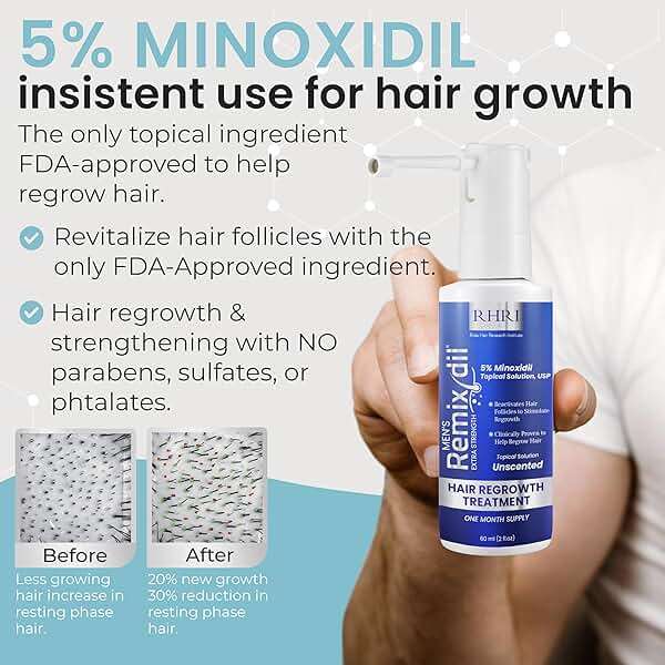 Minoxidil for Men | 5% Minoxidil Hair Regrowth Treatment | Unscented, Clinically Proven for Thinning Hair Regrowth & Follicle Reactivation | Hair Loss Treatments For Men- 60 ml - Image 4