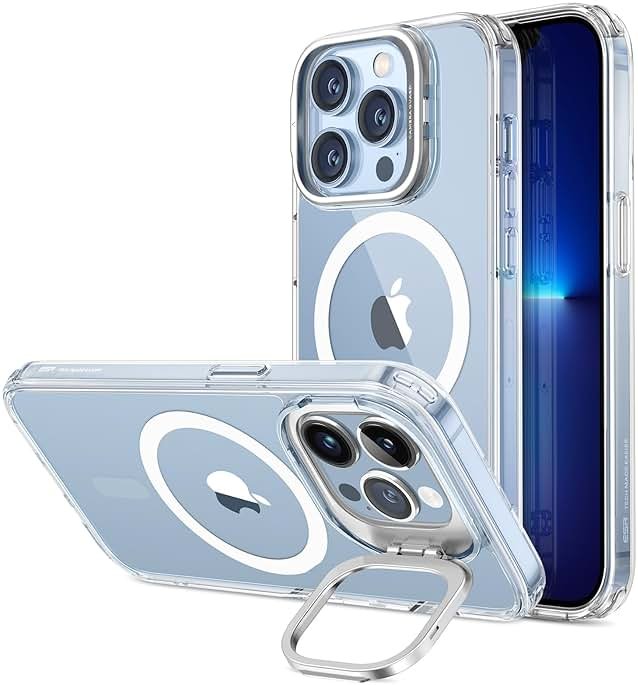 ESR for iPhone 13 Pro Max Case, Compatible with MagSafe, Built-in Camera Ring Stand, Military-Grade Protection, Magnetic Phone Case for iPhone 13 Pro Max, Classic Kickstand Case (HaloLock), Clear - Product Image
