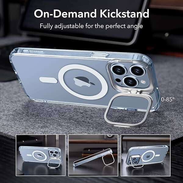 ESR for iPhone 13 Pro Max Case, Compatible with MagSafe, Built-in Camera Ring Stand, Military-Grade Protection, Magnetic Phone Case for iPhone 13 Pro Max, Classic Kickstand Case (HaloLock), Clear - Image 4