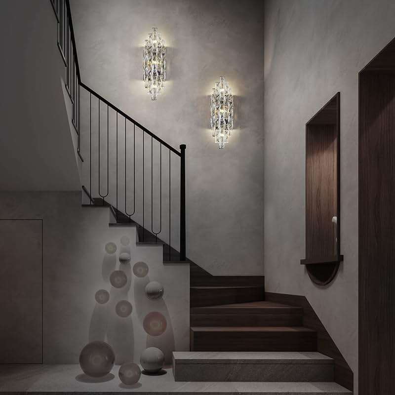 Modern Crystal Chrome Wall Sconces, Wall Light Fixtures, Indoor Wall Lamp, Vanity Wall Mount Lamps for Living Room Bedroom Bathroom Bedside Hallway Stairway - Image 5