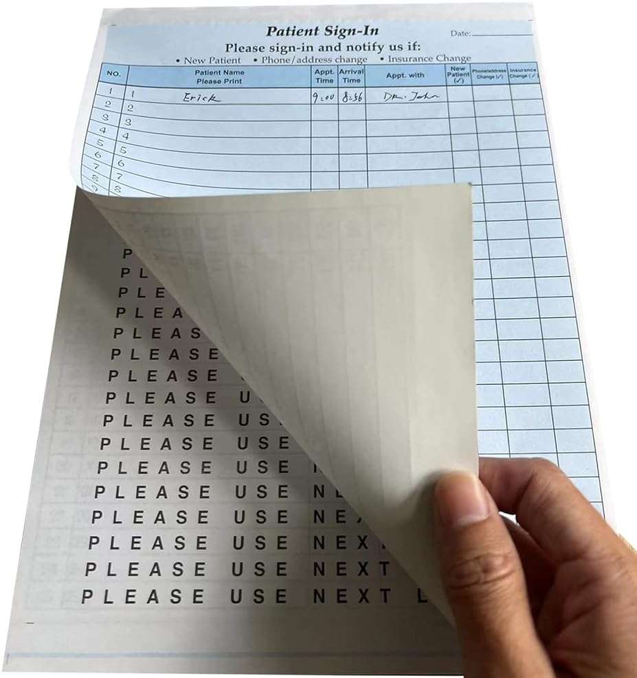 NCR Carbonless 3 Part Patient Sign in Forms with Peel Away Adhesive Labels,8-1/2" x 11" Form,HIPAA Approved and Compliant for Confidentiality in All Medical Offices(Blue) - Image 3