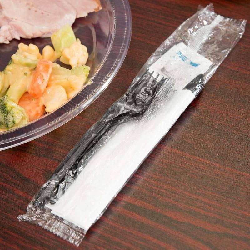 250 Plastic Cutlery Packets - Knife Fork Spoon Napkin Salt Pepper Sets | Black Plastic Silverware Sets Individually Wrapped Cutlery Kits, Bulk Utensil Cutlery Set Disposable To Go Silverware - Image 2