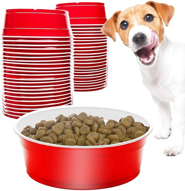 GoSports Party Dog Disposable Red Cup Style Pet Food Bowls for Cats and Dogs - 50 Small Size Bowls - Product Image