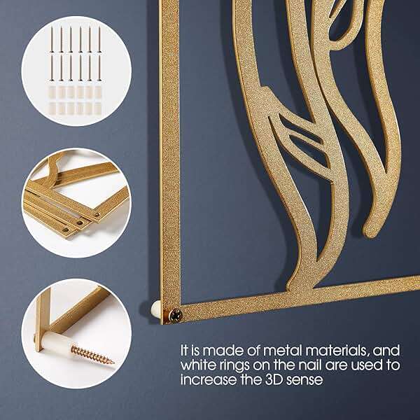 AGIOTA 3 Pcs Gold Wall Decor Above Bed Minimalist for Living Room Metal Line Art - Female Body, Gold Room Decor for Bedroom Modern Wall Art for Indoor 15inch - Image 3